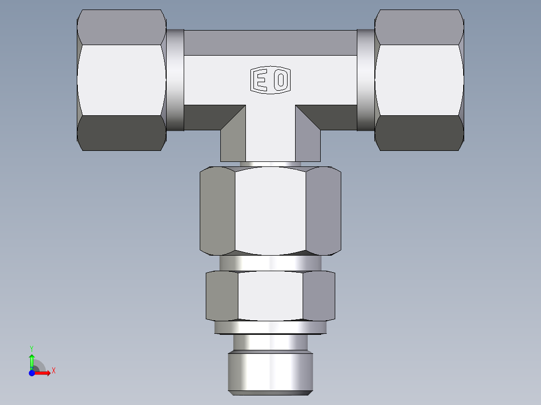 卡套式工业通用硬管接头EO_Assembled_adjustable_standpipe_branch_tee_EVT12SR71前视图
