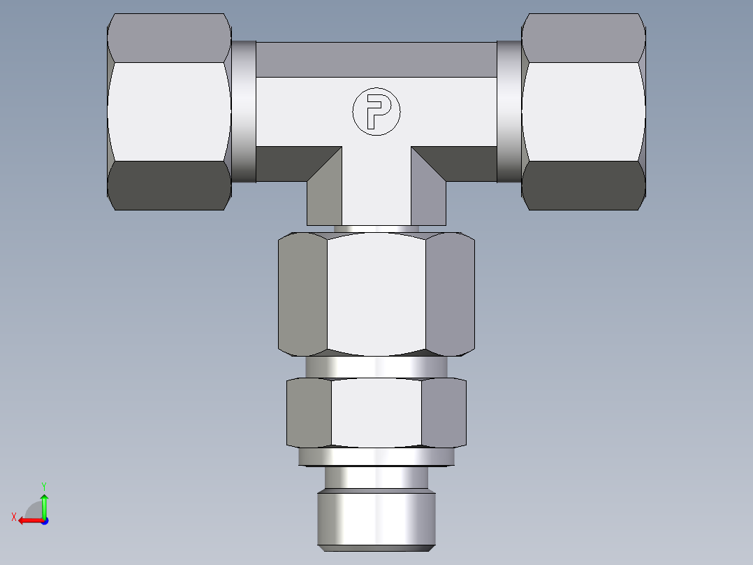 卡套式工业通用硬管接头EO_Assembled_adjustable_standpipe_branch_tee_EVT12SR71后视图
