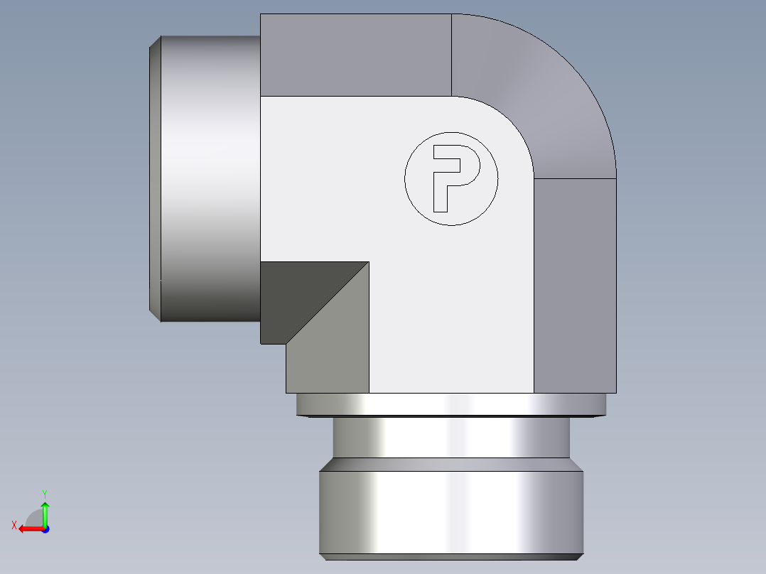 卡套式工业通用硬管接头EO_Male_stud_elbow_WE28LRCFX后视图