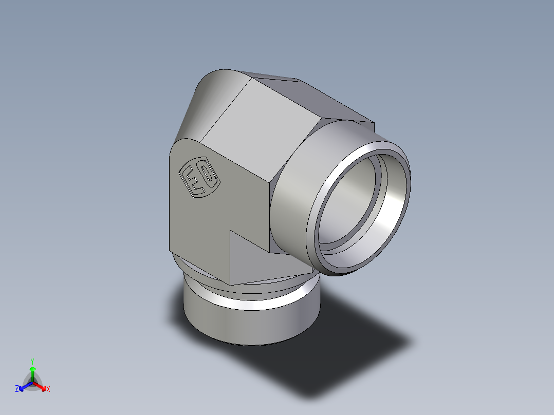 卡套式工业通用硬管接头EO_Male_stud_elbow_WE28LRCFX正等轴测图