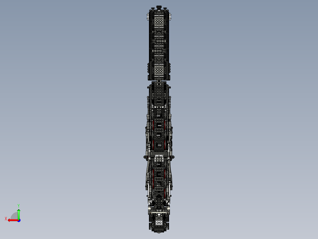 Big Boy X4023转向架式蒸汽机车拼装模型3D图纸 STP格式后视图