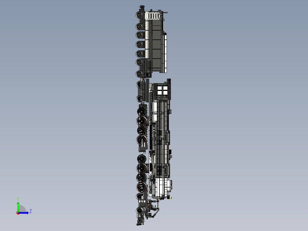 Big Boy X4023转向架式蒸汽机车拼装模型3D图纸 STP格式左视图