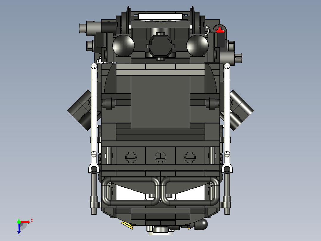 Big Boy X4023转向架式蒸汽机车拼装模型3D图纸 STP格式俯视图