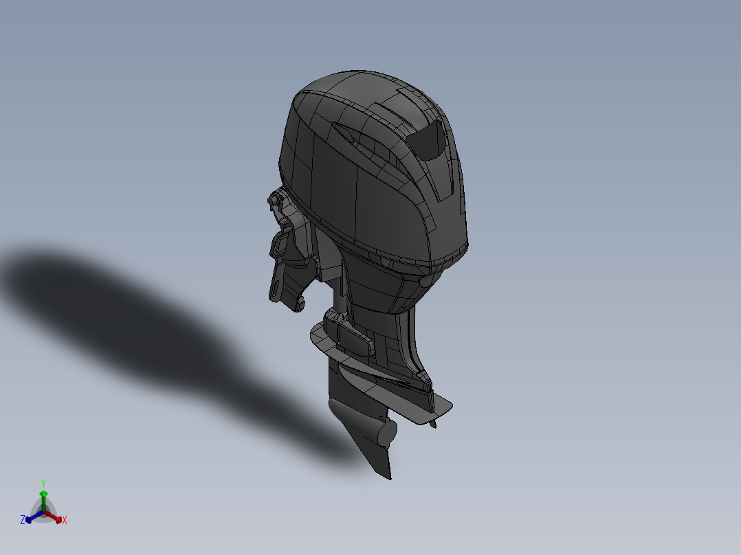 boat-510快艇船尾机船外发动机正等轴测图