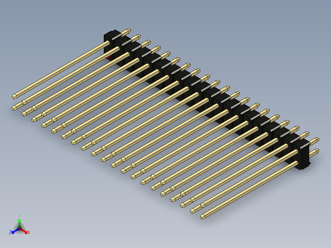彩色公头100mil（2.54mm）系列-DS1021_black_2x20p_100mil_Type43_rev1.0正等轴测图