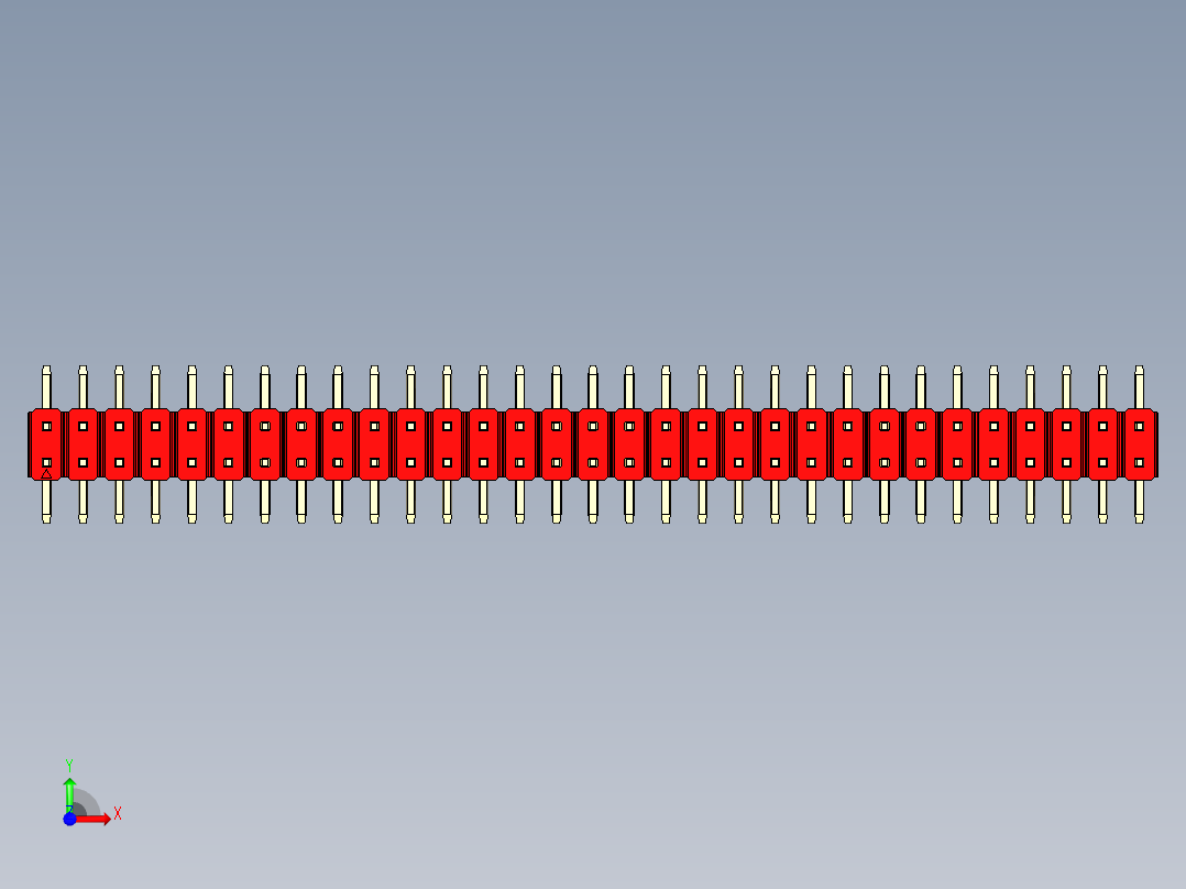 彩色公排针 100mil 2.54mm 系列-DS1022_red_62p_100mil_TypeSMT_rev1.0前视图