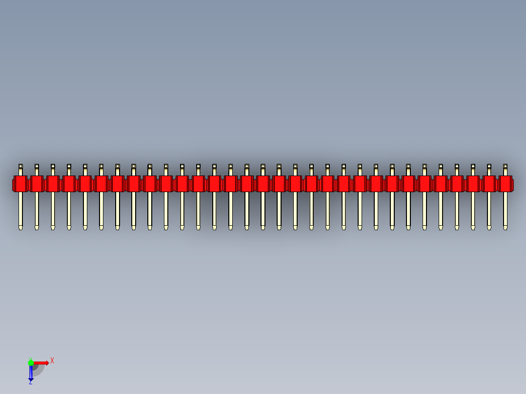 彩色公排针 100mil 2.54mm 系列-DS1022_red_62p_100mil_TypeSMT_rev1.0俯视图