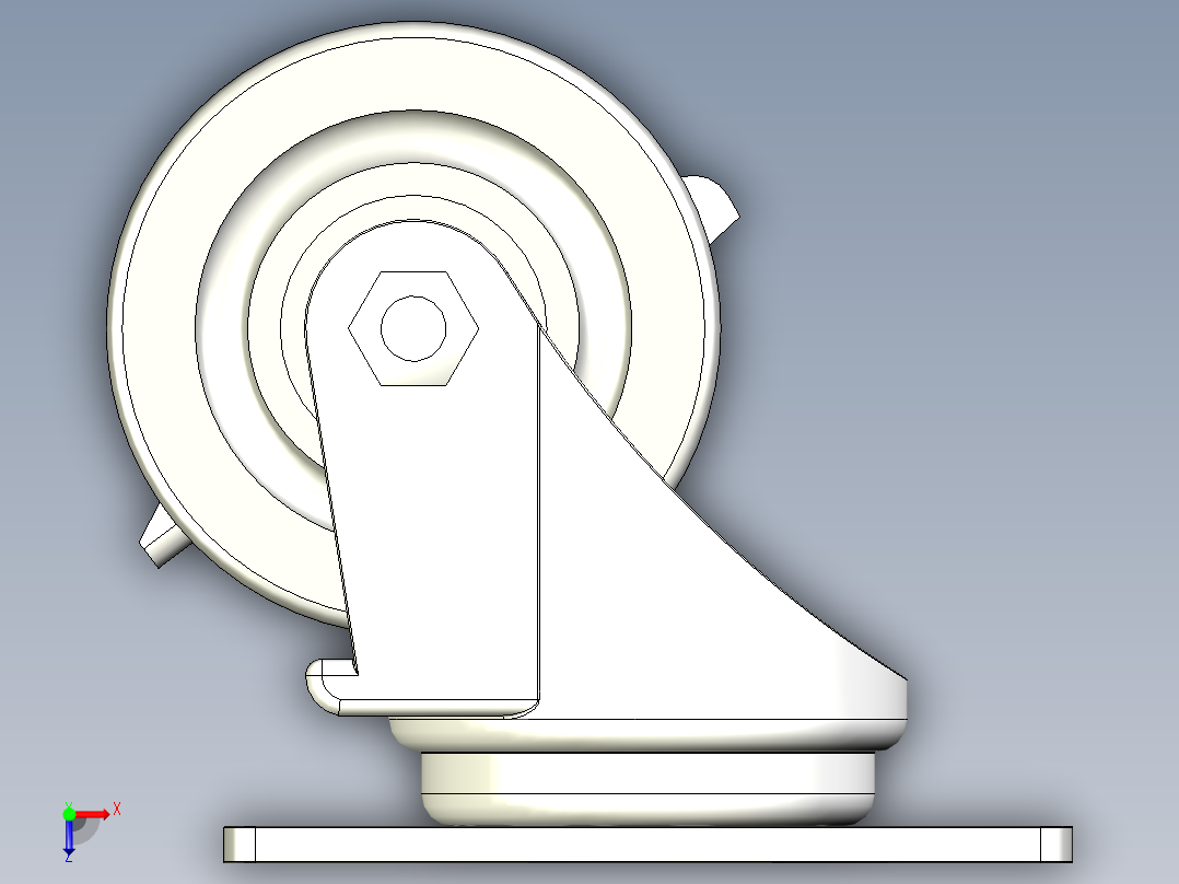 中荷重腳輪(1500N、2500N)5576-3D多系列多零件图纸模型俯视图