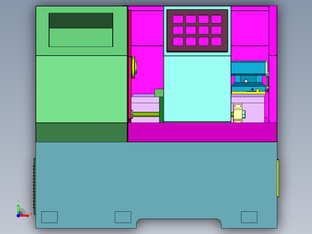 精密硬轨仪表数控车床前视图