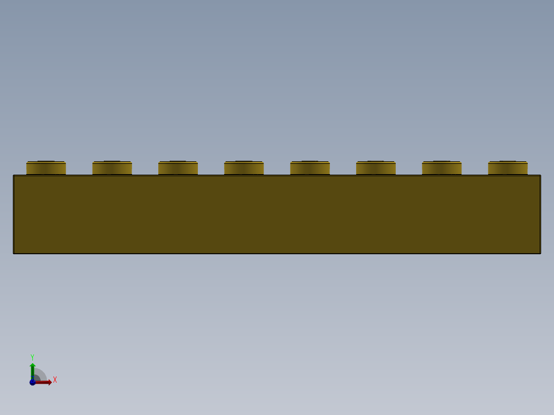 乐高套装 4421基本积木-300724 Bright Yellow Brick 2 x 8.SLDPRT前视图