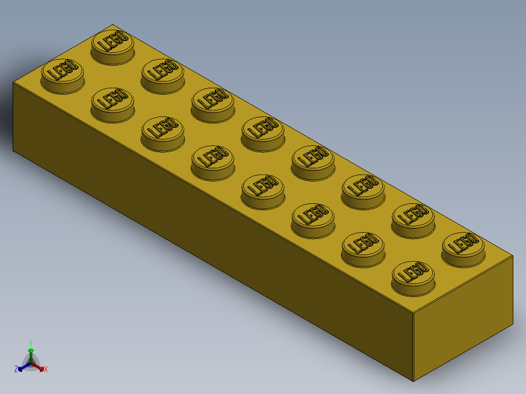 乐高套装 4421基本积木-300724 Bright Yellow Brick 2 x 8.SLDPRT正等轴测图