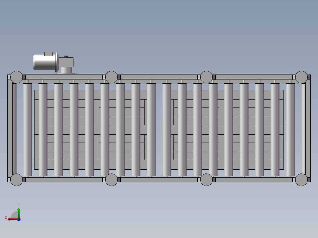 动力滚筒输送平台后视图
