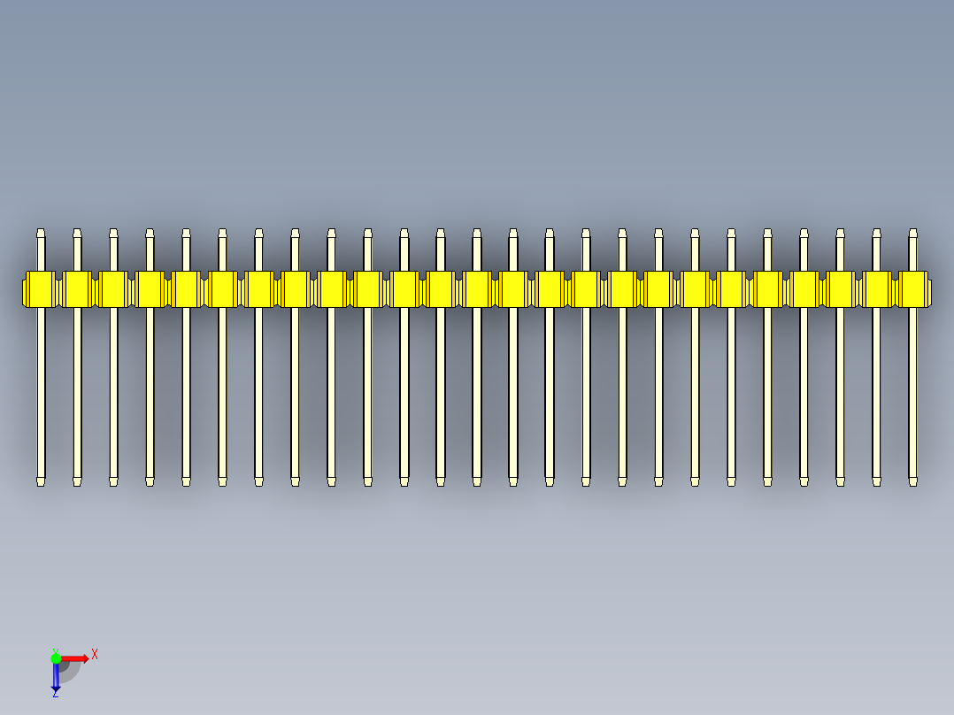 彩色公头100mil（2.54mm）系列-DS1021_yellow_2x25p_100mil_Type5_rev1.0俯视图