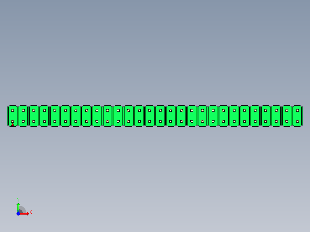 彩色公头100mil（2.54mm）系列-DS1021_green_2x28p_100mil_Type43_rev1.0前视图