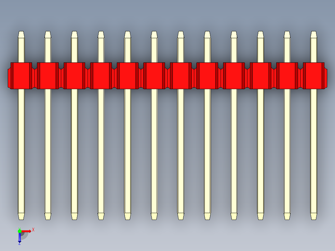 彩色公头100mil（2.54mm）系列-DS1021_red_3x12p_100mil_Type5_rev1.0俯视图