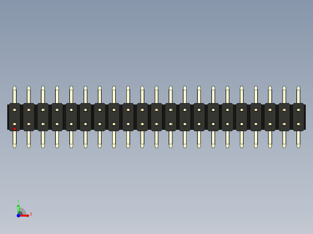 彩色公排针 100mil 2.54mm 系列-DS1022_black_42p_100mil_TypeSMT_rev1.0前视图