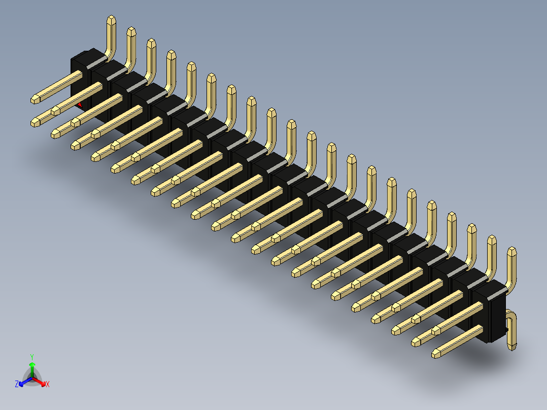 彩色公排针 100mil 2.54mm 系列-DS1022_black_42p_100mil_TypeSMT_rev1.0正等轴测图