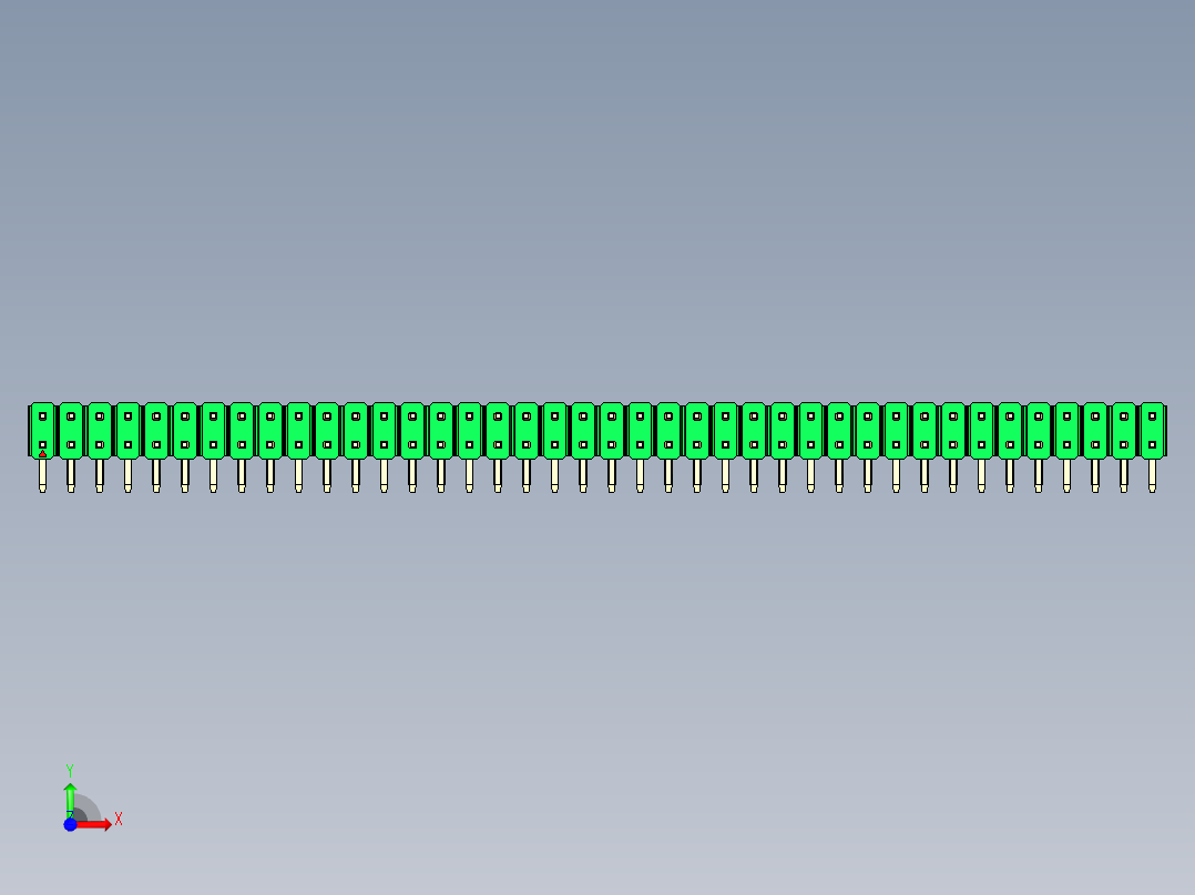 彩色公排针 100mil 2.54mm 系列-DS1022_green_2x40p_100mil_TypeD_rev1.0前视图