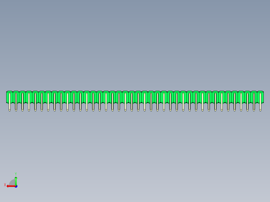 彩色公排针 100mil 2.54mm 系列-DS1022_green_2x40p_100mil_TypeD_rev1.0后视图