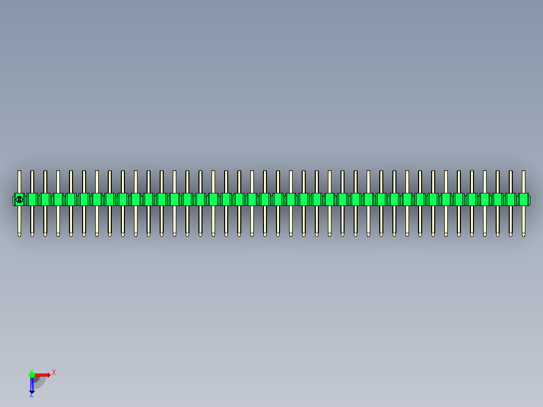 彩色公排针 100mil 2.54mm 系列-DS1022_green_2x40p_100mil_TypeD_rev1.0俯视图