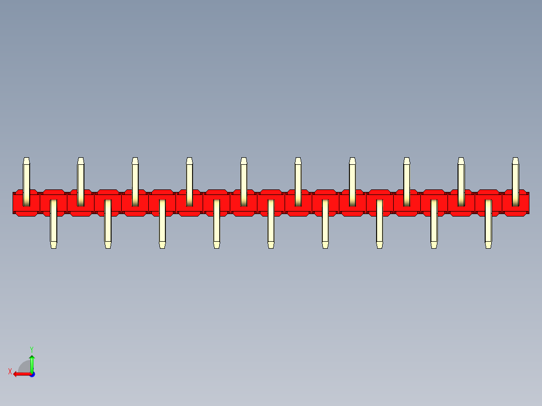 彩色公排针 100mil 2.54mm 系列-DS1022_red_19p_100mil_Type_SMT_R1_rev1.0后视图