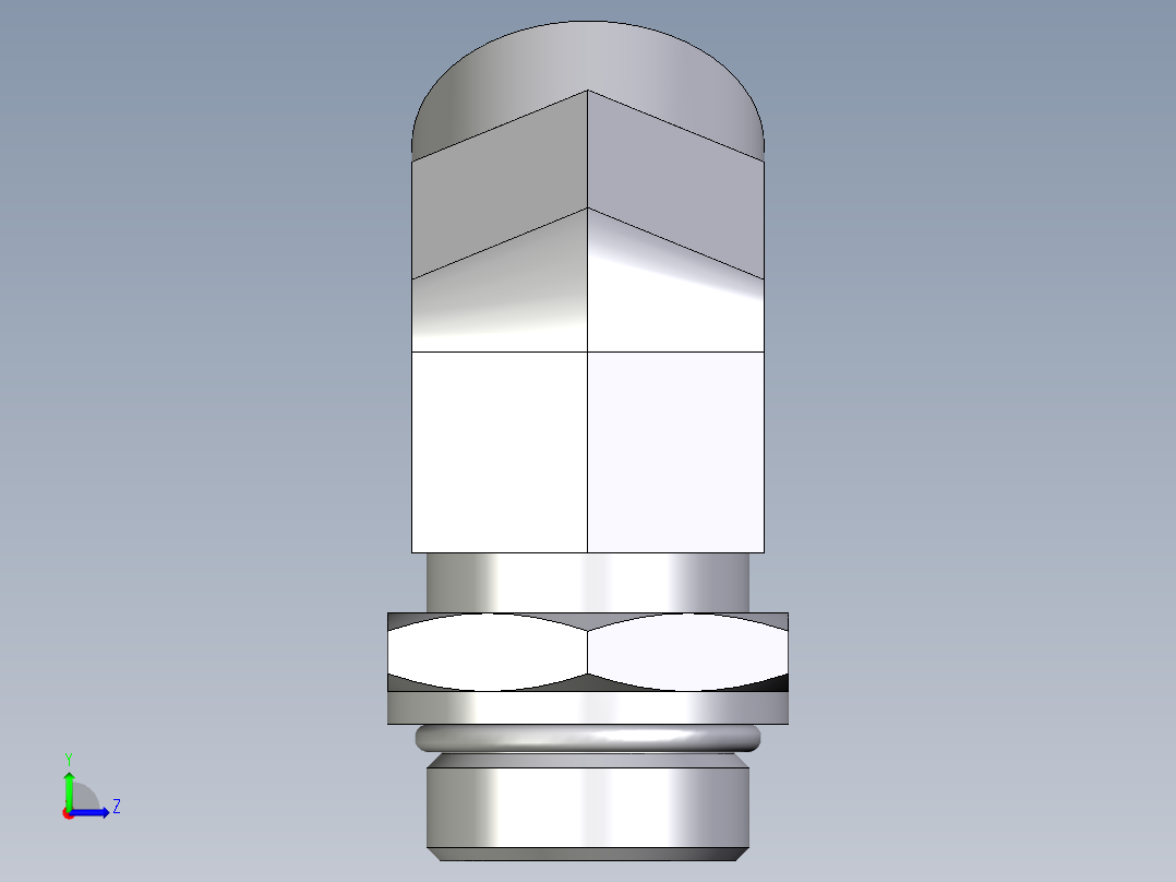 卡套式工业通用硬管接头EO_Adjustable_locknut_45_deg_elbow_VEE28LMOROMDCF左视图