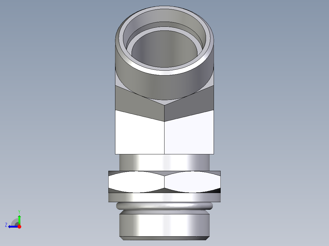 卡套式工业通用硬管接头EO_Adjustable_locknut_45_deg_elbow_VEE28LMOROMDCF右视图
