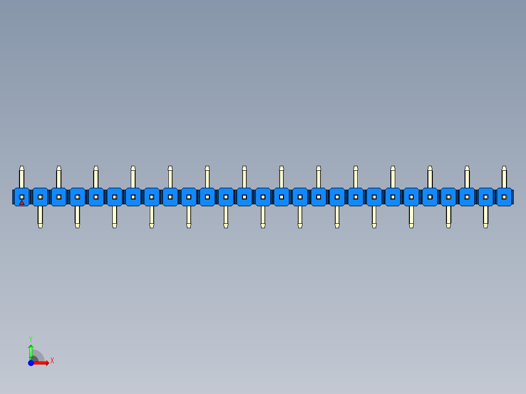 彩色公排针 100mil 2.54mm 系列-DS1022_blue_27p_100mil_Type_SMT_R1_rev1.0前视图