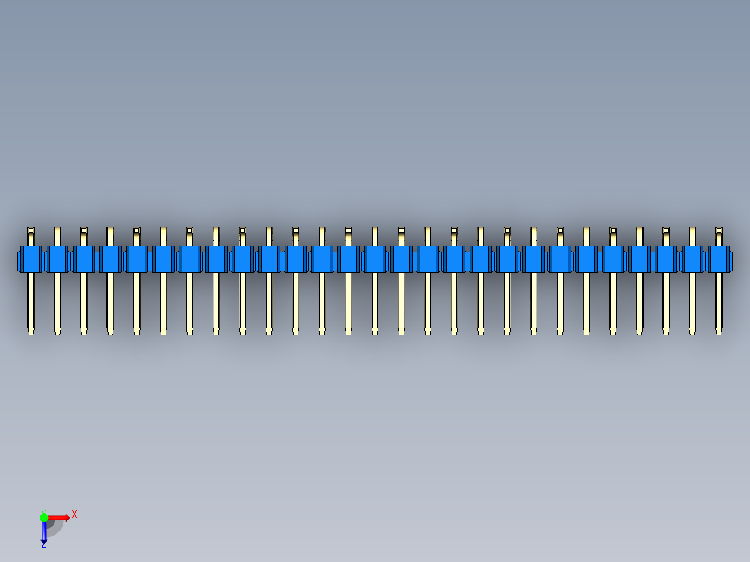 彩色公排针 100mil 2.54mm 系列-DS1022_blue_27p_100mil_Type_SMT_R1_rev1.0俯视图