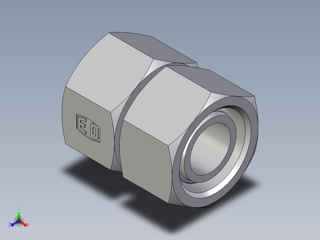 卡套式工业通用硬管接头EO_Swivel_union_GZ22LCF正等轴测图