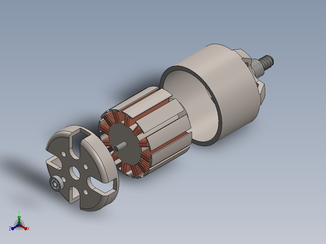 大疆无人机用驱动电机三维模型正等轴测图
