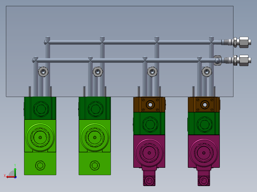 阀块装配后视图