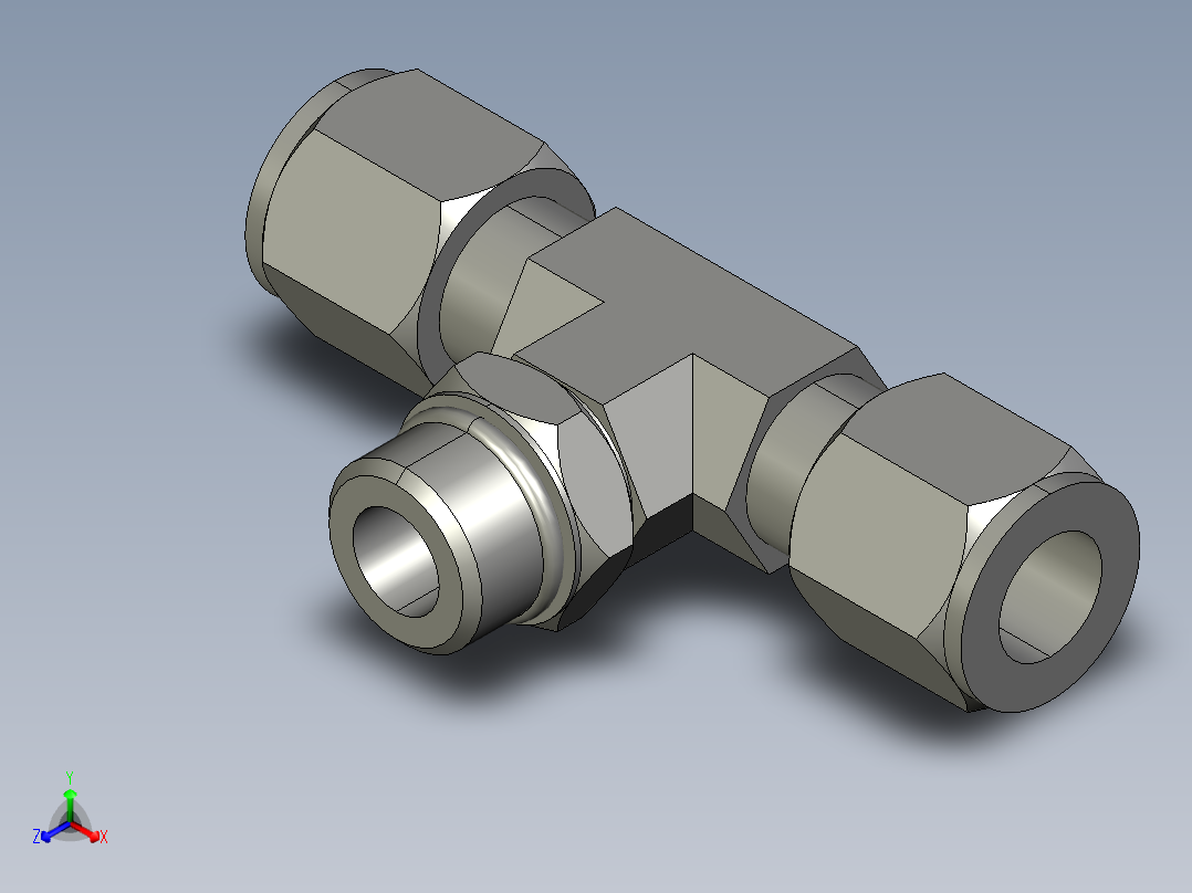 卡套式工业通用硬管接头8_s5bu-s正等轴测图