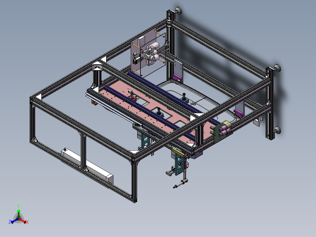 汽车天窗玻璃密封条滚压组装机APA50（sw16可编辑+工程图+BOM）正等轴测图