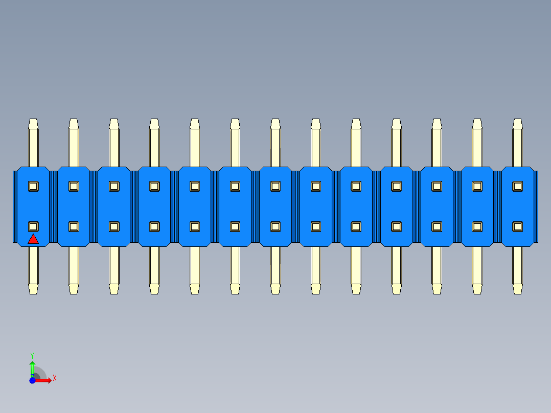 彩色公排针 100mil 2.54mm 系列-DS1022_blue_26p_100mil_TypeSMT_rev1.0前视图