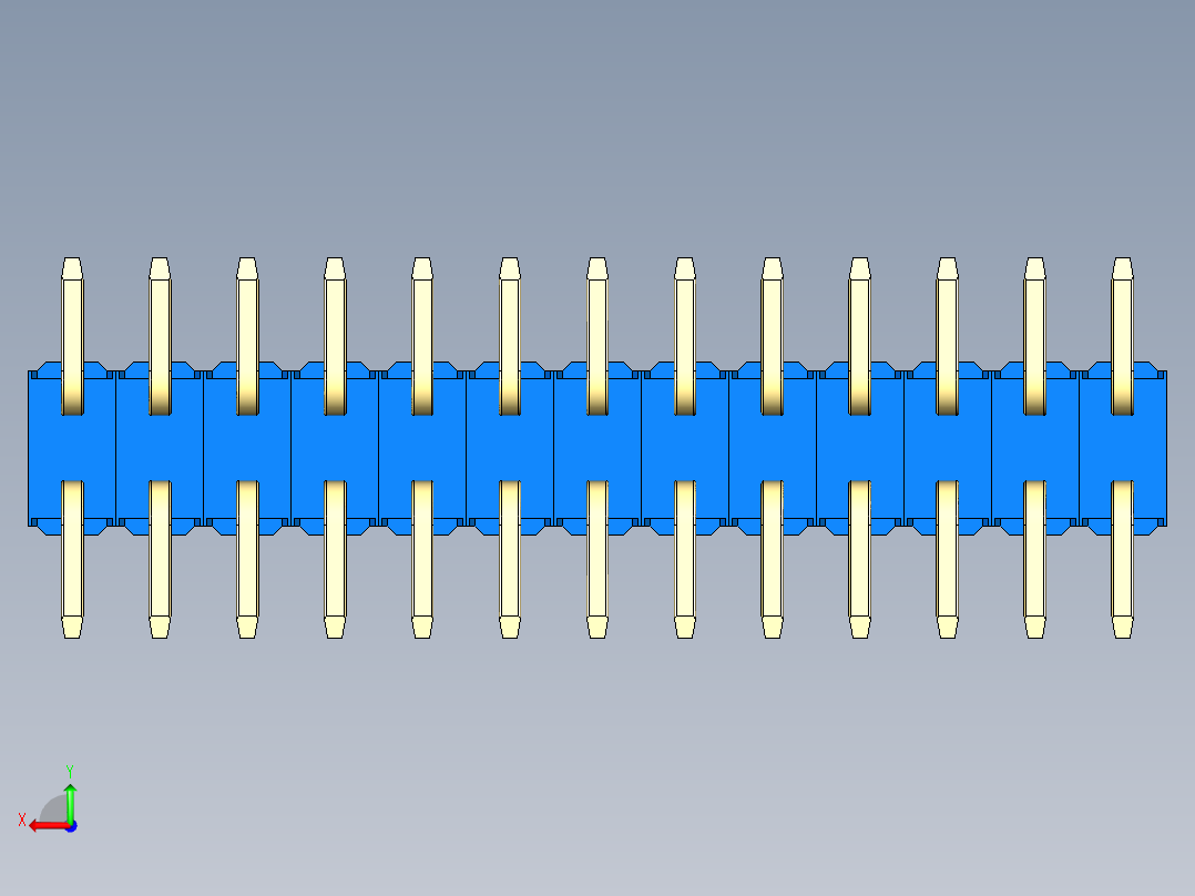 彩色公排针 100mil 2.54mm 系列-DS1022_blue_26p_100mil_TypeSMT_rev1.0后视图