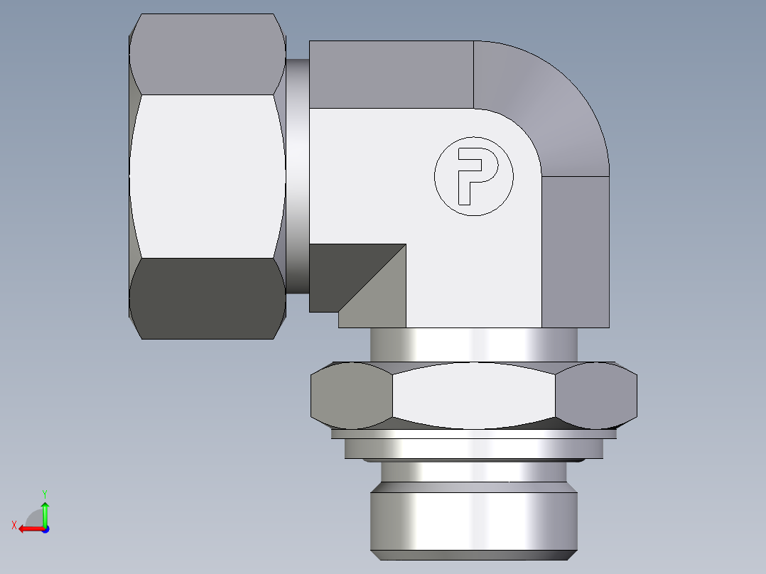 卡套式工业通用硬管接头EO_Adjustable_Locknut_elbow_WEE22LRCF后视图