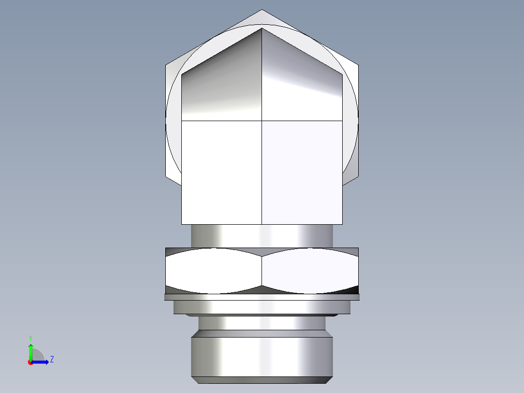 卡套式工业通用硬管接头EO_Adjustable_Locknut_elbow_WEE22LRCF左视图