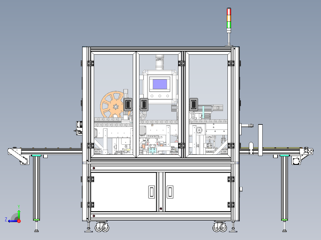 聚合物电池整形贴标机右视图
