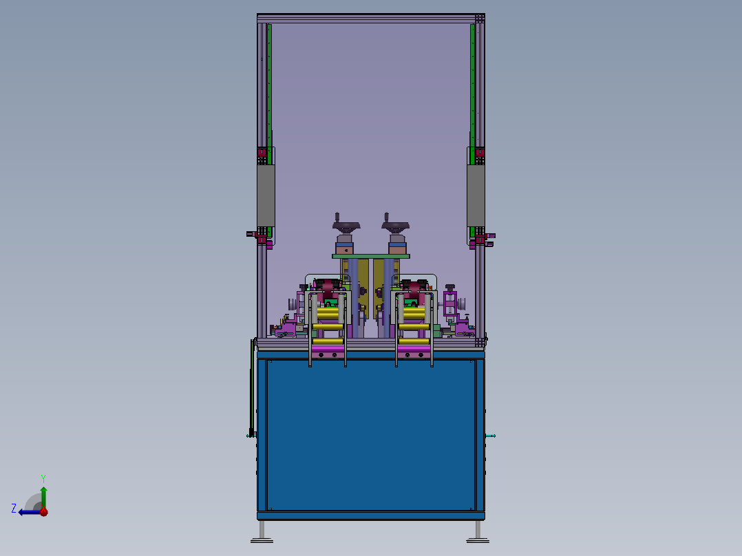 双牵引水平打孔机（sw18可编辑+bom+工程图）右视图
