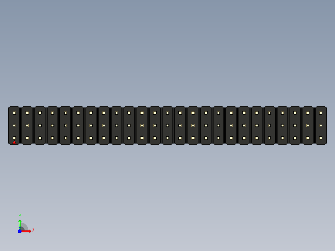 彩色公头100mil（2.54mm）系列-DS1021_black_3x25p_100mil_Type19_rev1.0前视图