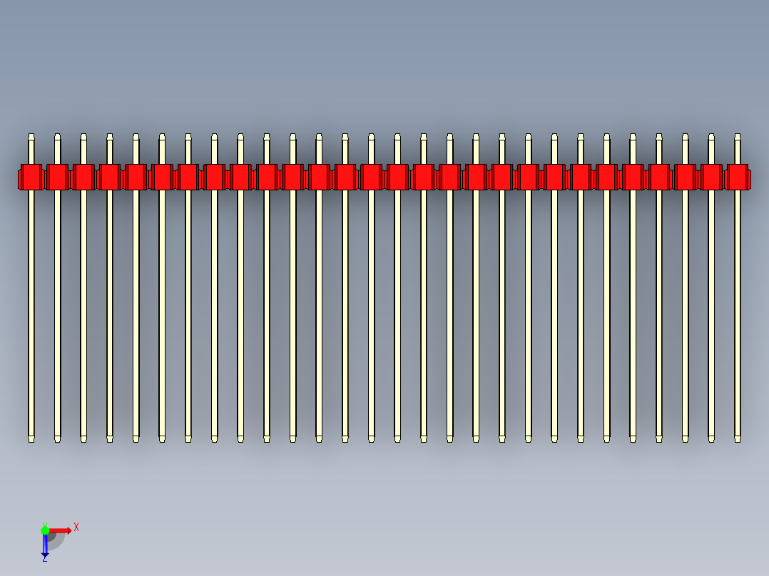 彩色公头100mil（2.54mm）系列-DS1021_red_1x28p_100mil_Type43_rev1.0俯视图