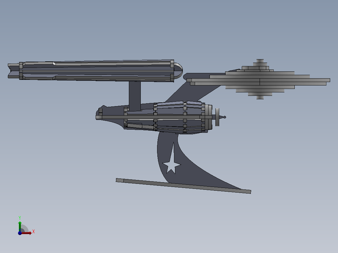 激光下料拼图星际战舰3CAD-Parasolid, SOLIDWORKS 2016前视图