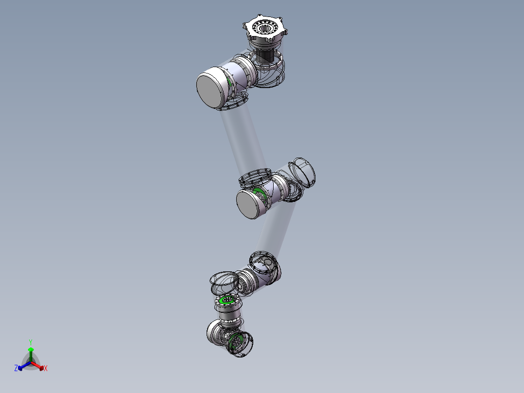 UR06机器人 机械臂带内部结构正等轴测图