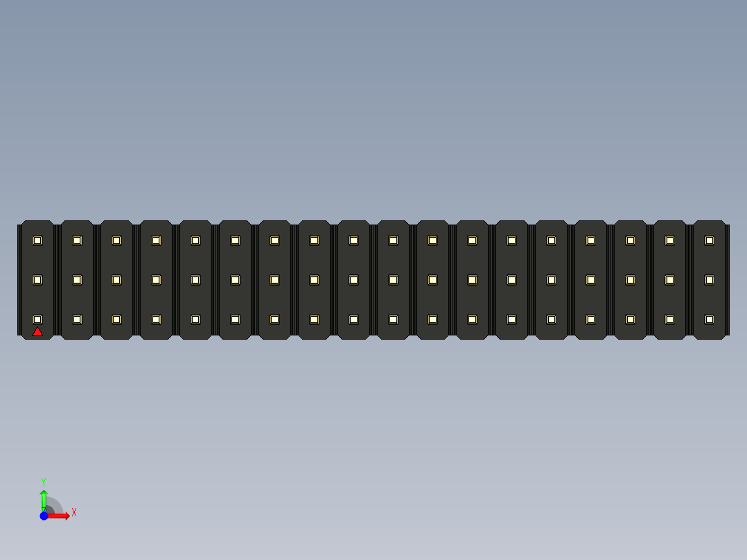 彩色公头100mil（2.54mm）系列-DS1021_black_3x18p_100mil_Type43_rev1.0前视图