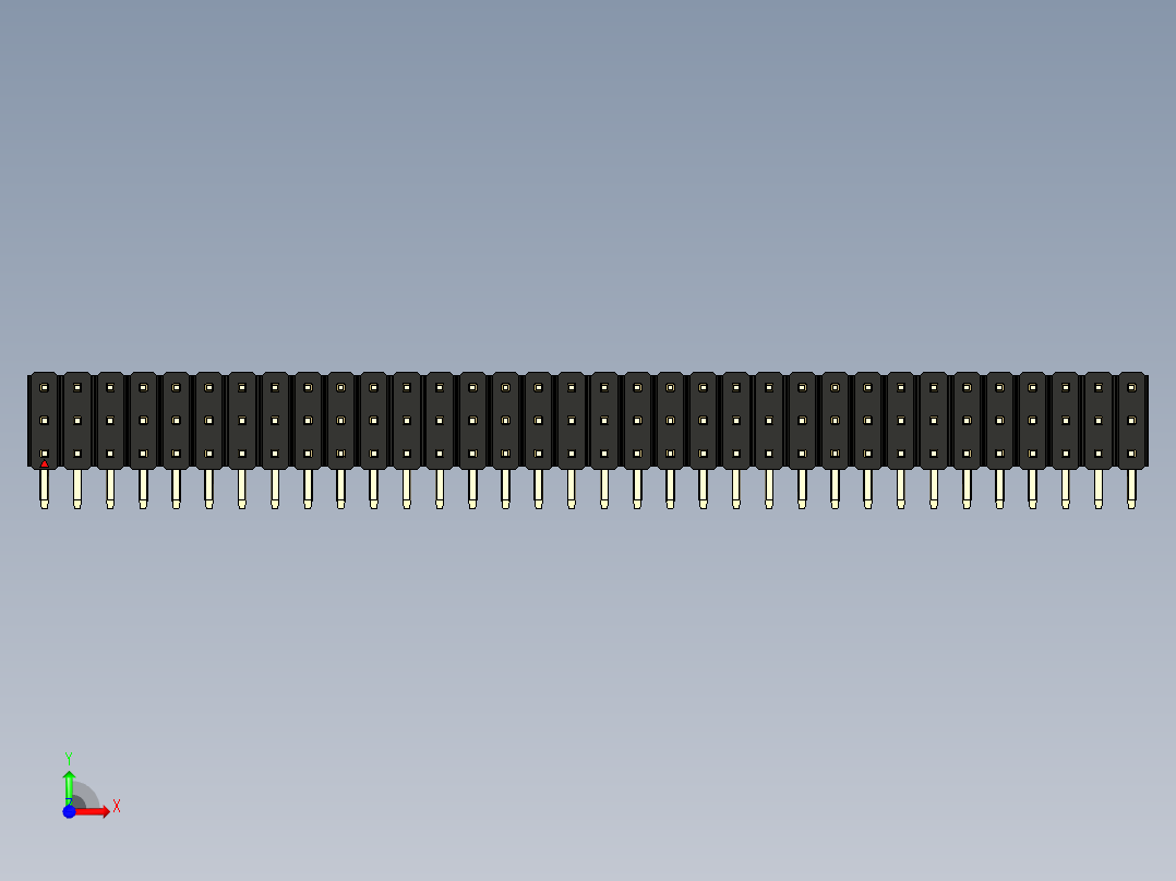 彩色公排针 100mil 2.54mm 系列-DS1022_black_3x34p_100mil_TypeD_rev1.0前视图
