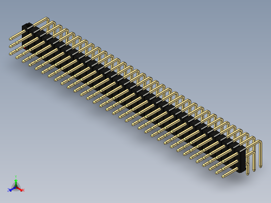 彩色公排针 100mil 2.54mm 系列-DS1022_black_3x34p_100mil_TypeD_rev1.0正等轴测图