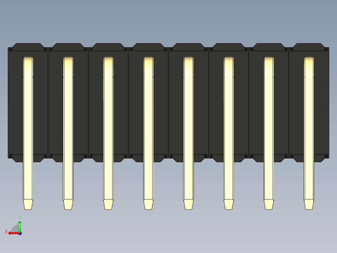 彩色公排针 100mil 2.54mm 系列-DS1022_black_3x08p_100mil_TypeD_rev1.0后视图