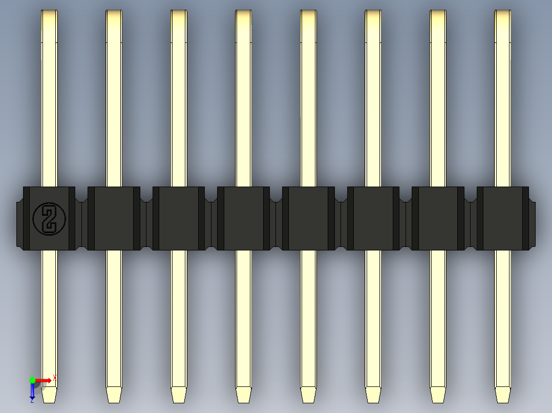 彩色公排针 100mil 2.54mm 系列-DS1022_black_3x08p_100mil_TypeD_rev1.0俯视图
