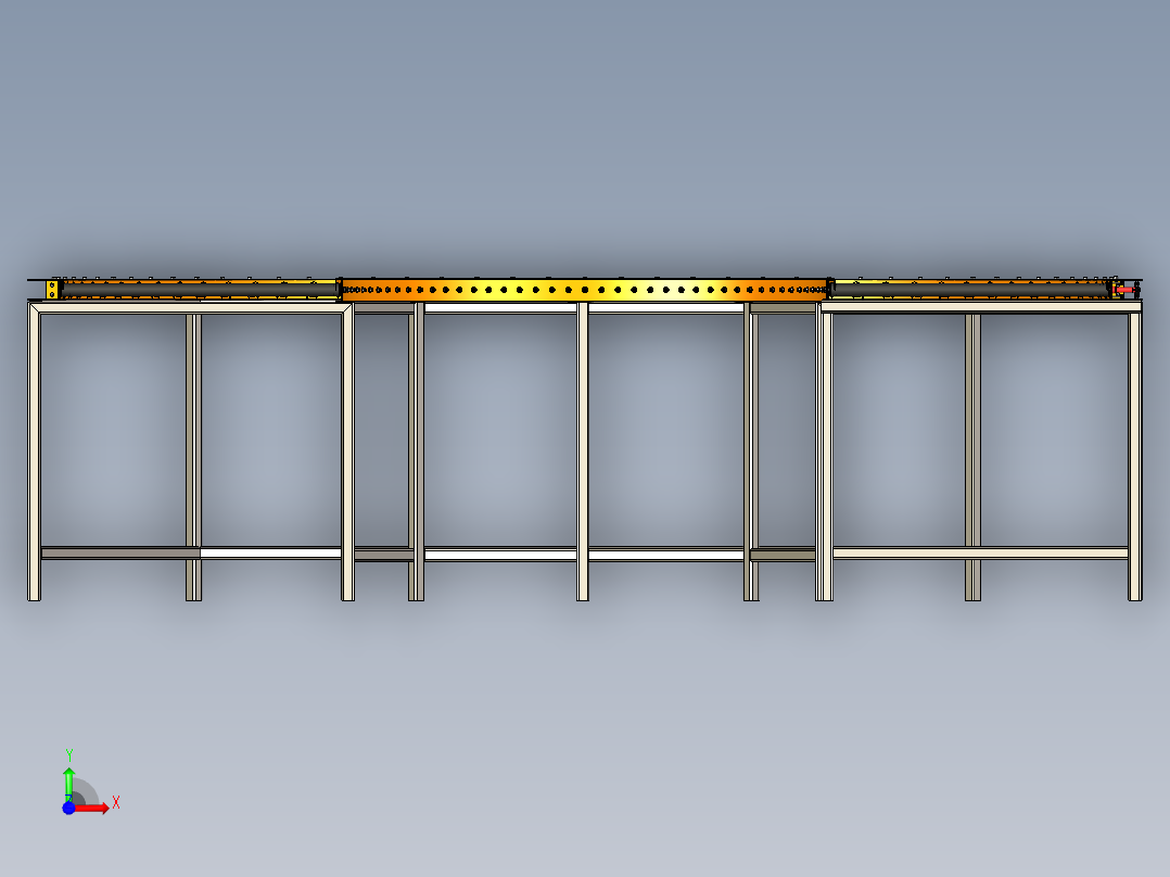 滚筒回程输送机 180°转弯roller-return-conveyor-180-X_T前视图